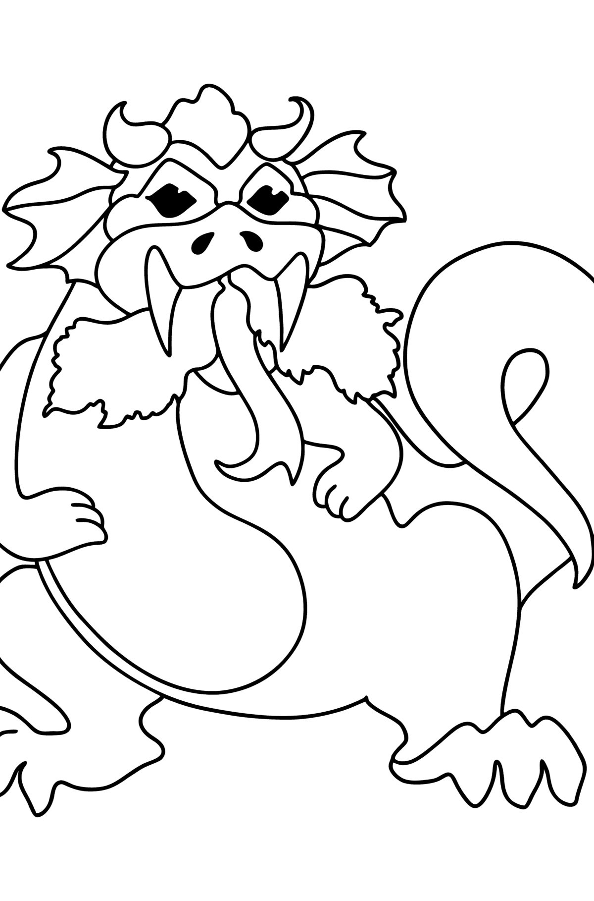 Dibujo de El dragón comienza a disparar para colorear - Dibujos para Colorear para Niños