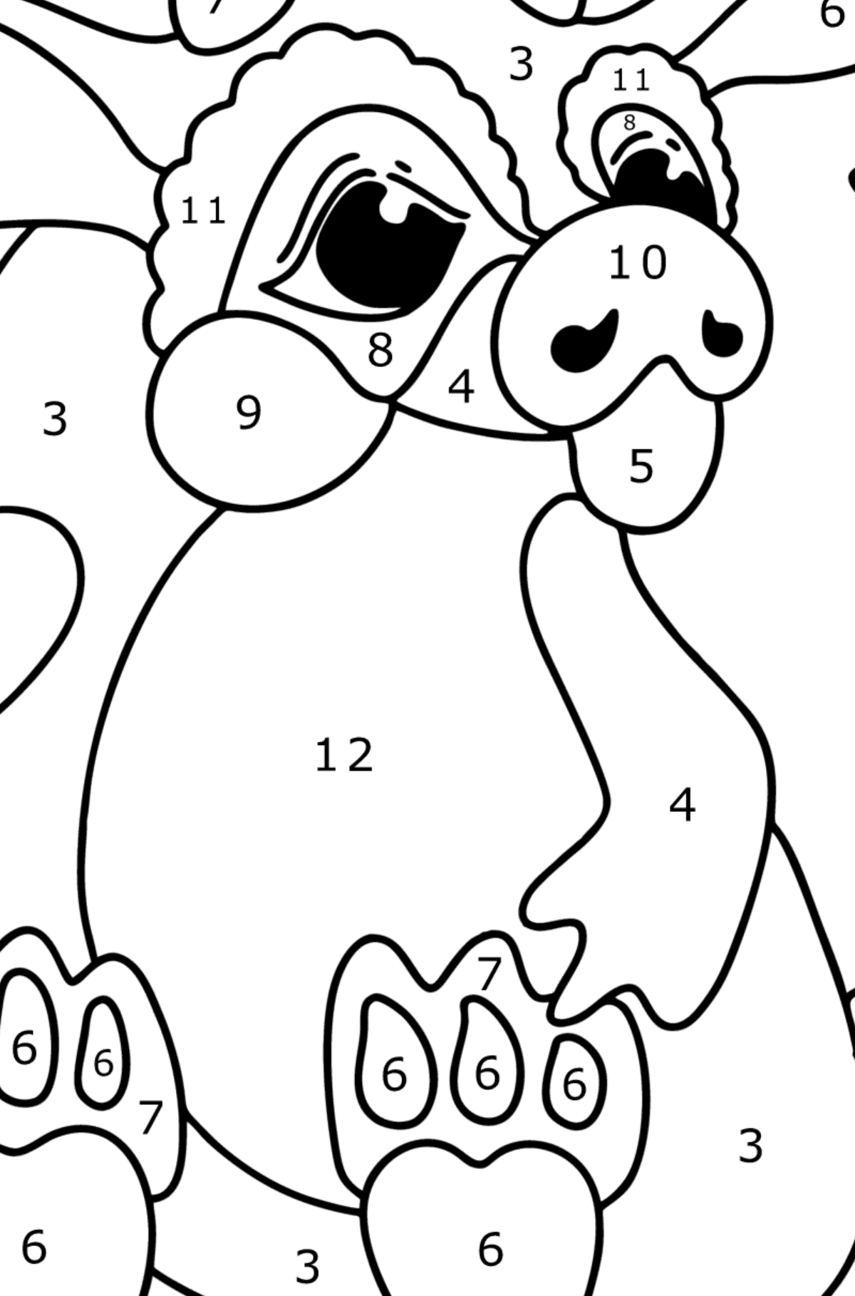 Dibujo de Dragón de ensueño para colorear - Colorear por Números para Niños