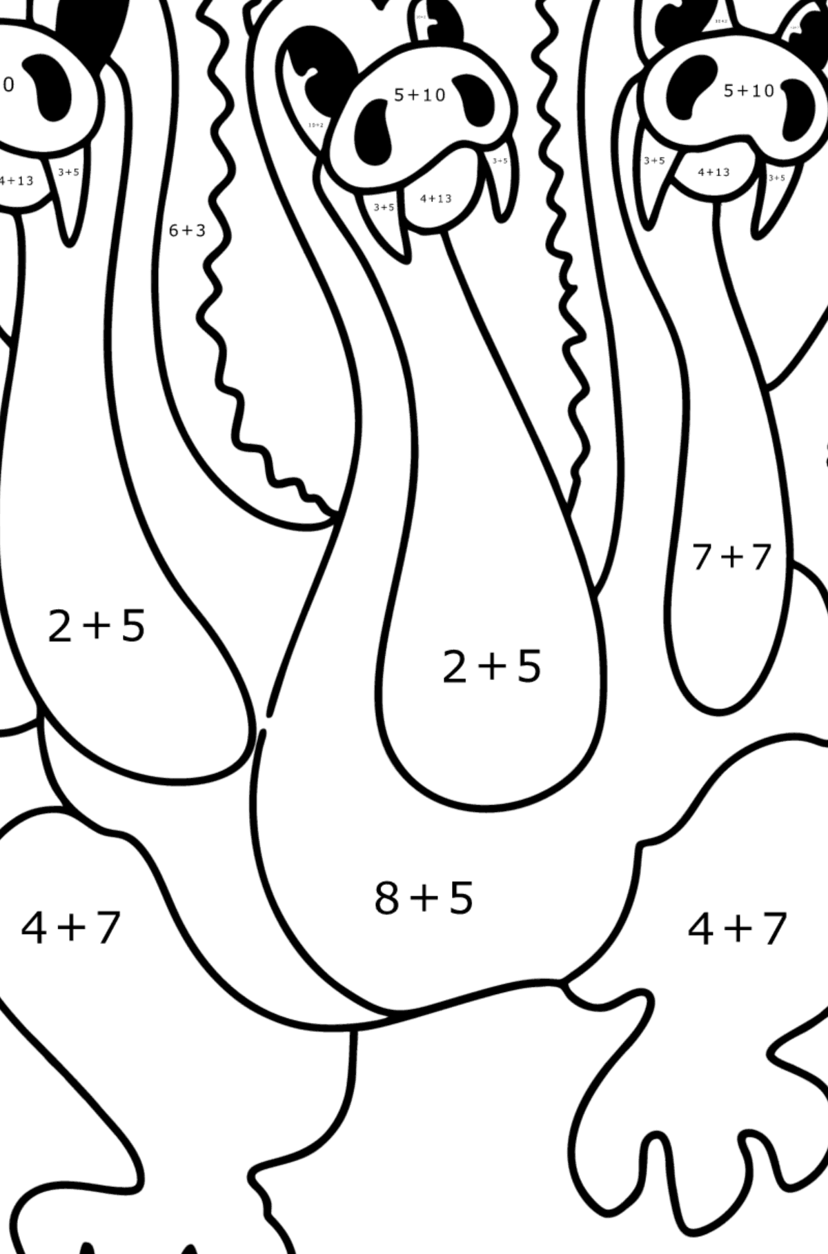 Fairy dragon coloring page - Math Coloring - Addition for Kids