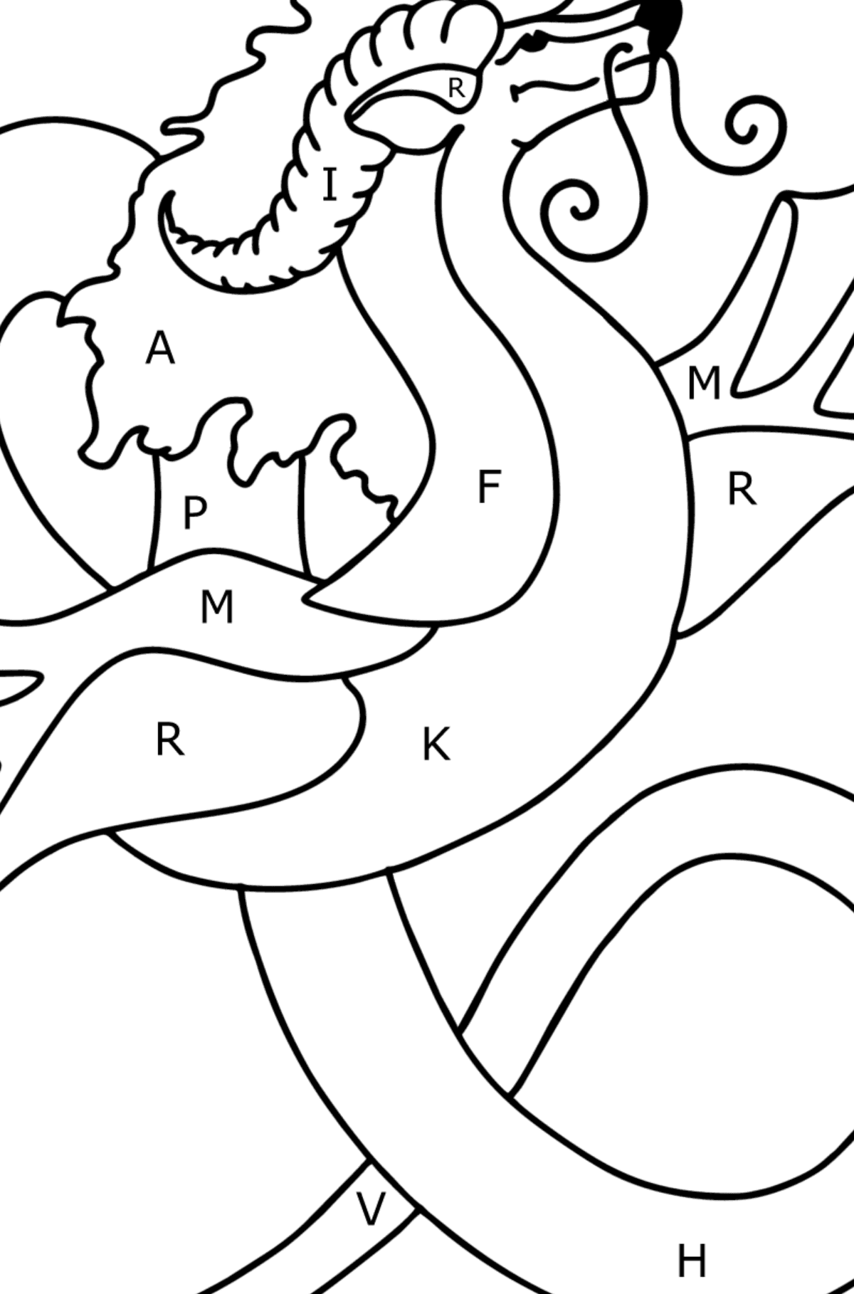 Flying Dragon coloring page - Coloring by Letters for Kids