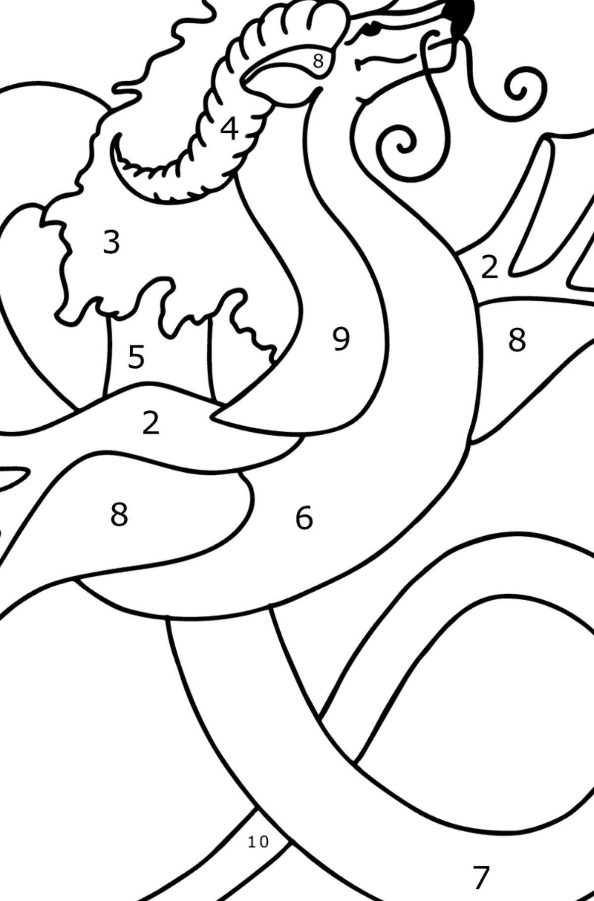 Flying Dragon coloring page - Coloring by Numbers for Kids