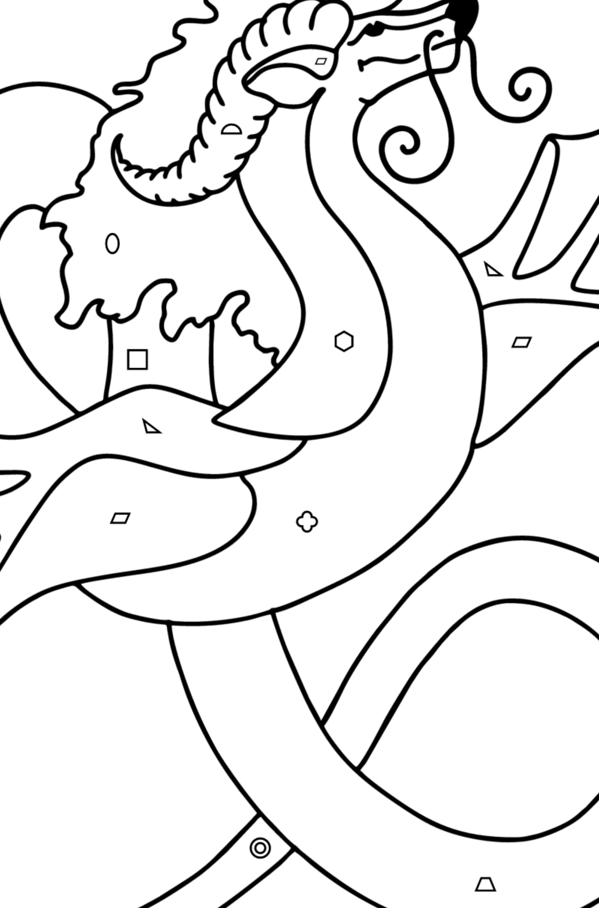Flying Dragon coloring page - Coloring by Geometric Shapes for Kids