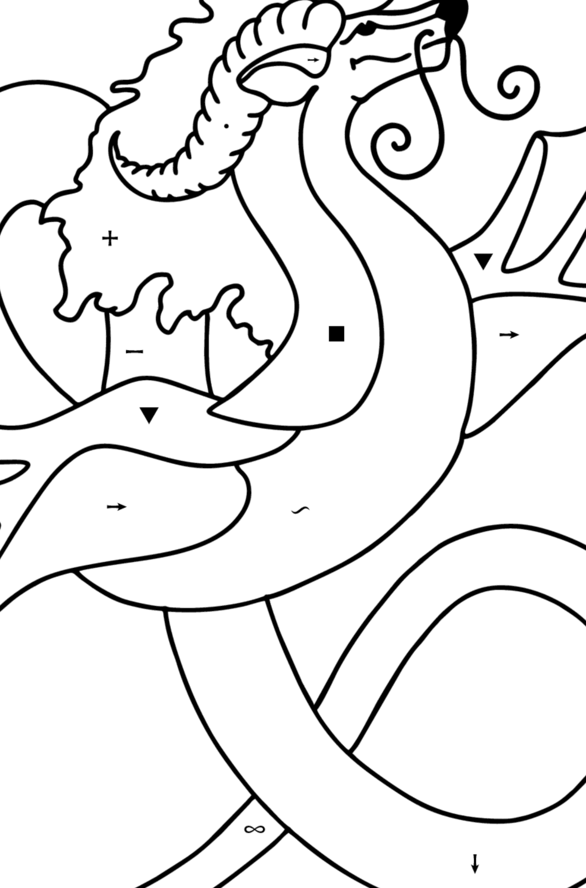 Flying Dragon coloring page - Coloring by Symbols for Kids
