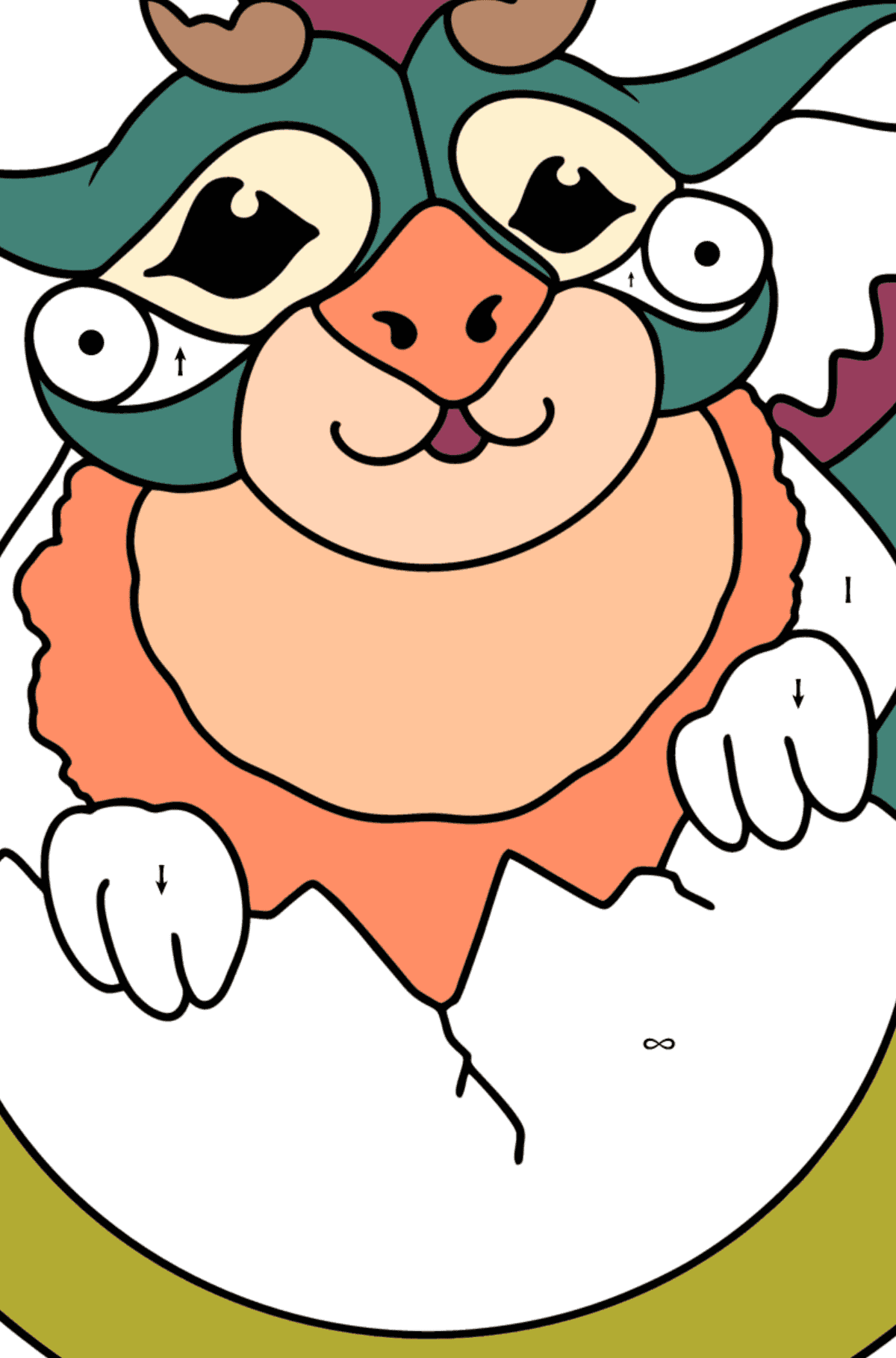 Ausmalbild Kleiner Drache - Ausmalen nach Symbolen für Kinder