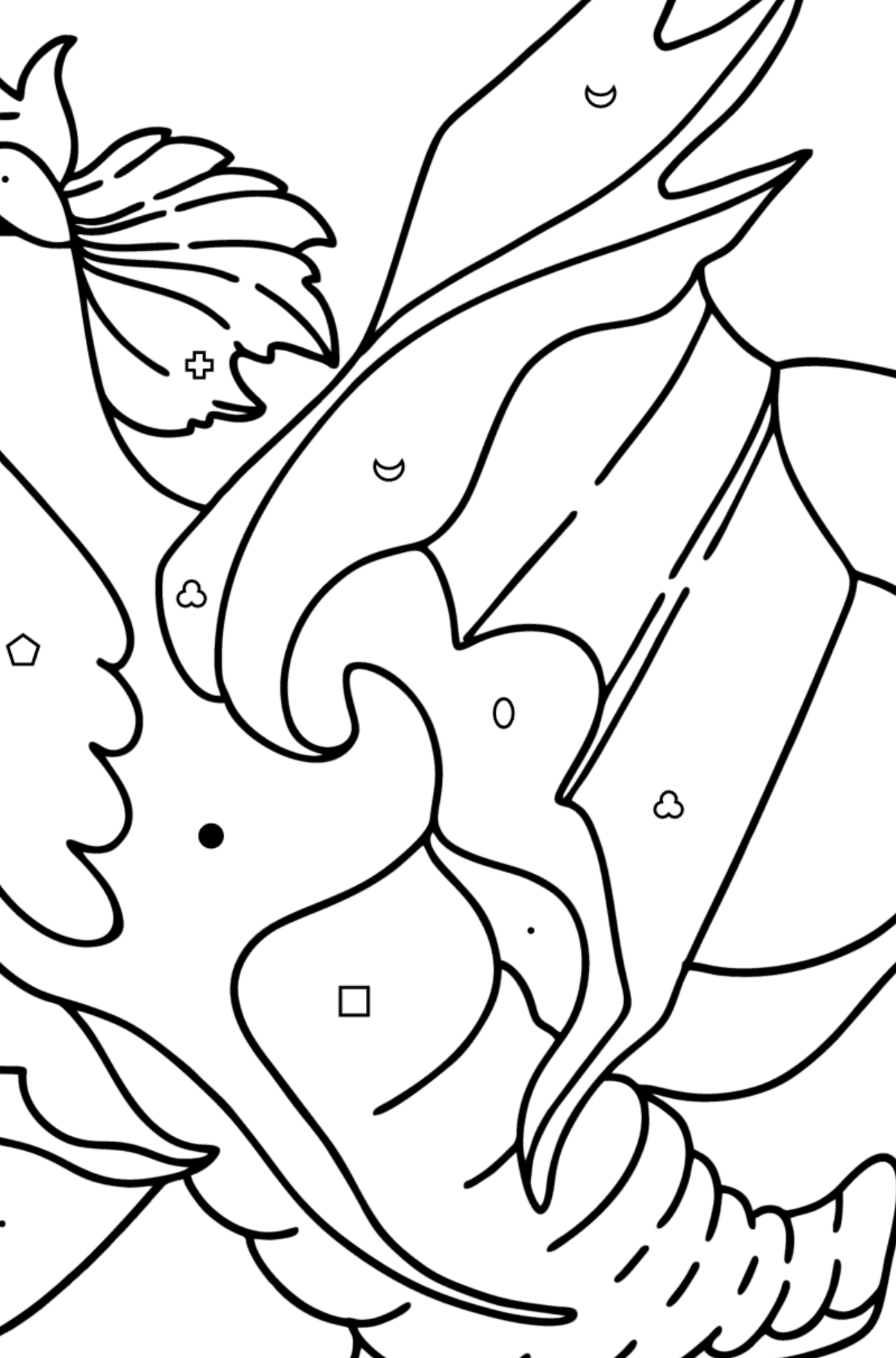 Lucky Dragon coloring page - Coloring by Symbols and Geometric Shapes for Kids