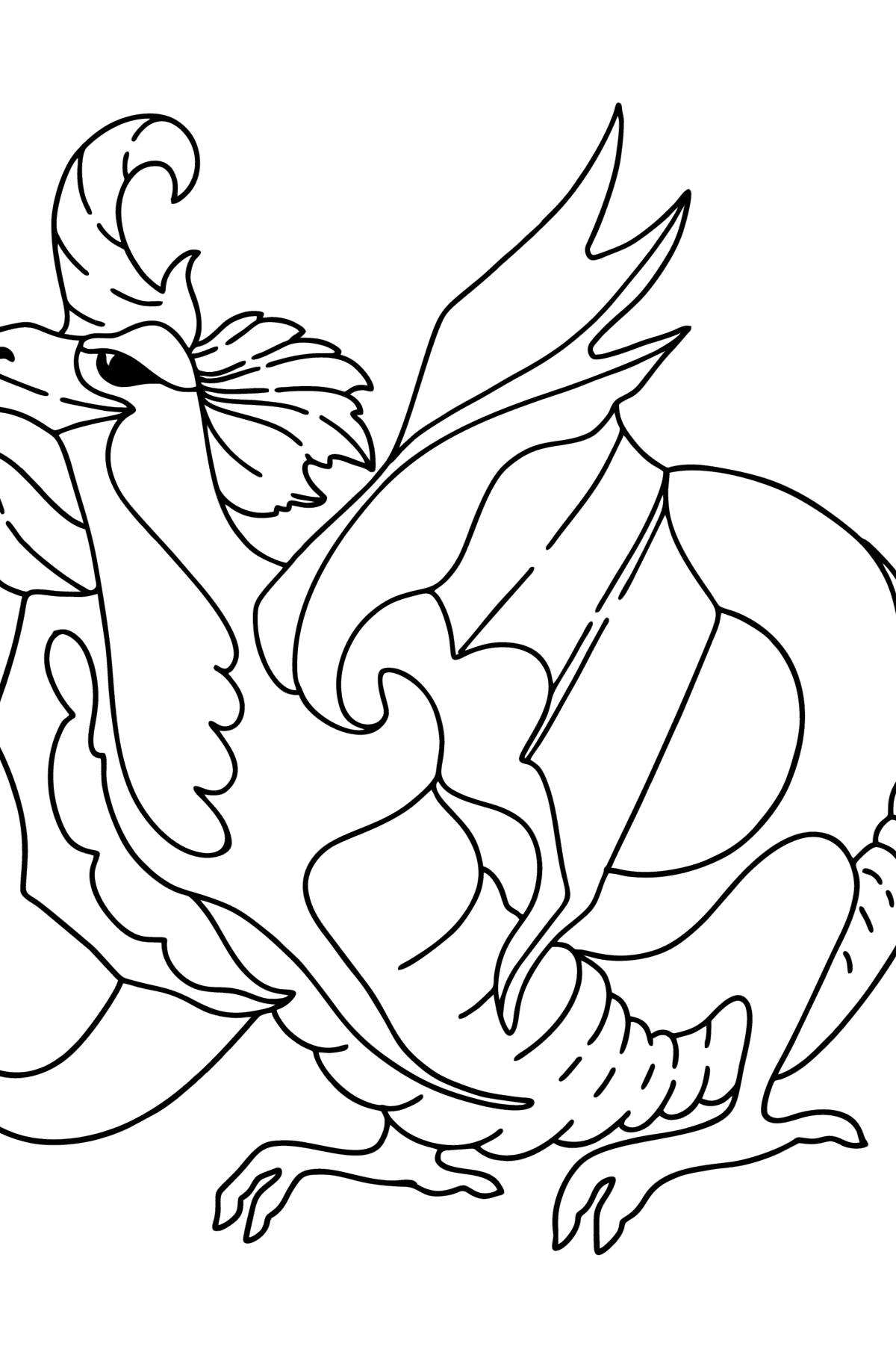 Desen de colorat dragon norocos - Desene de colorat pentru copii