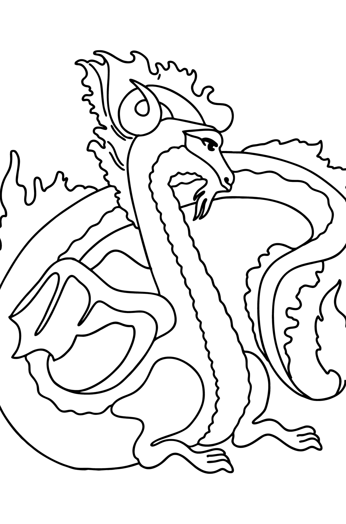 Dibujo de Dragón mítico para colorear - Dibujos para Colorear para Niños
