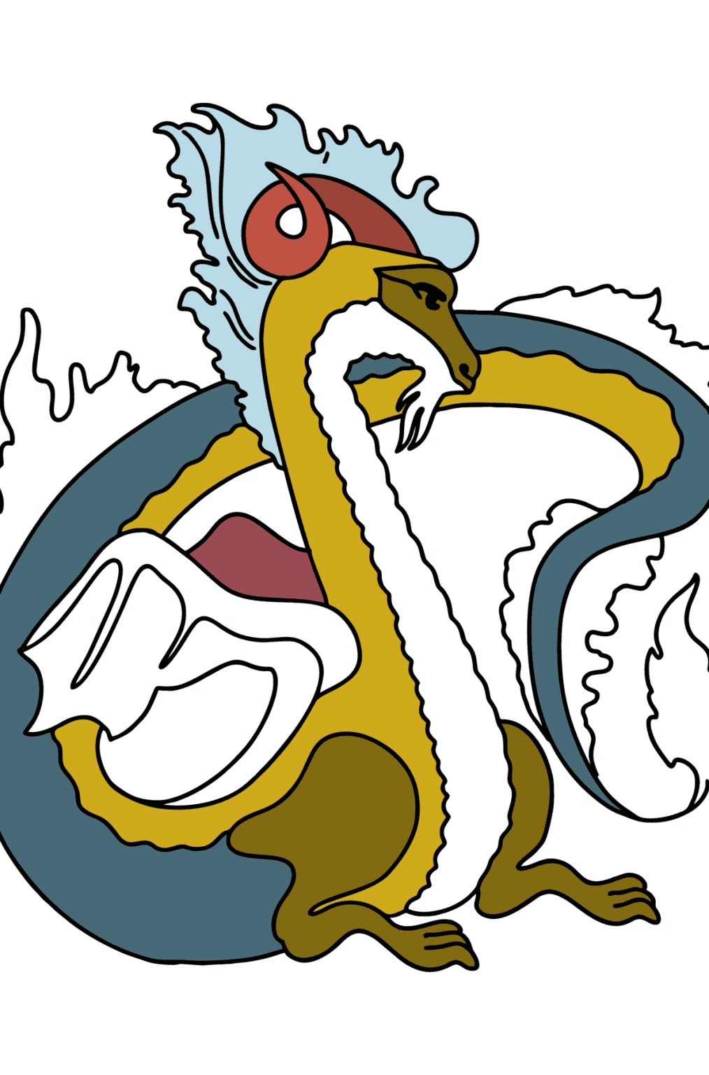 Fire-breathing dragon coloring page ♥ Online and Print for Free!