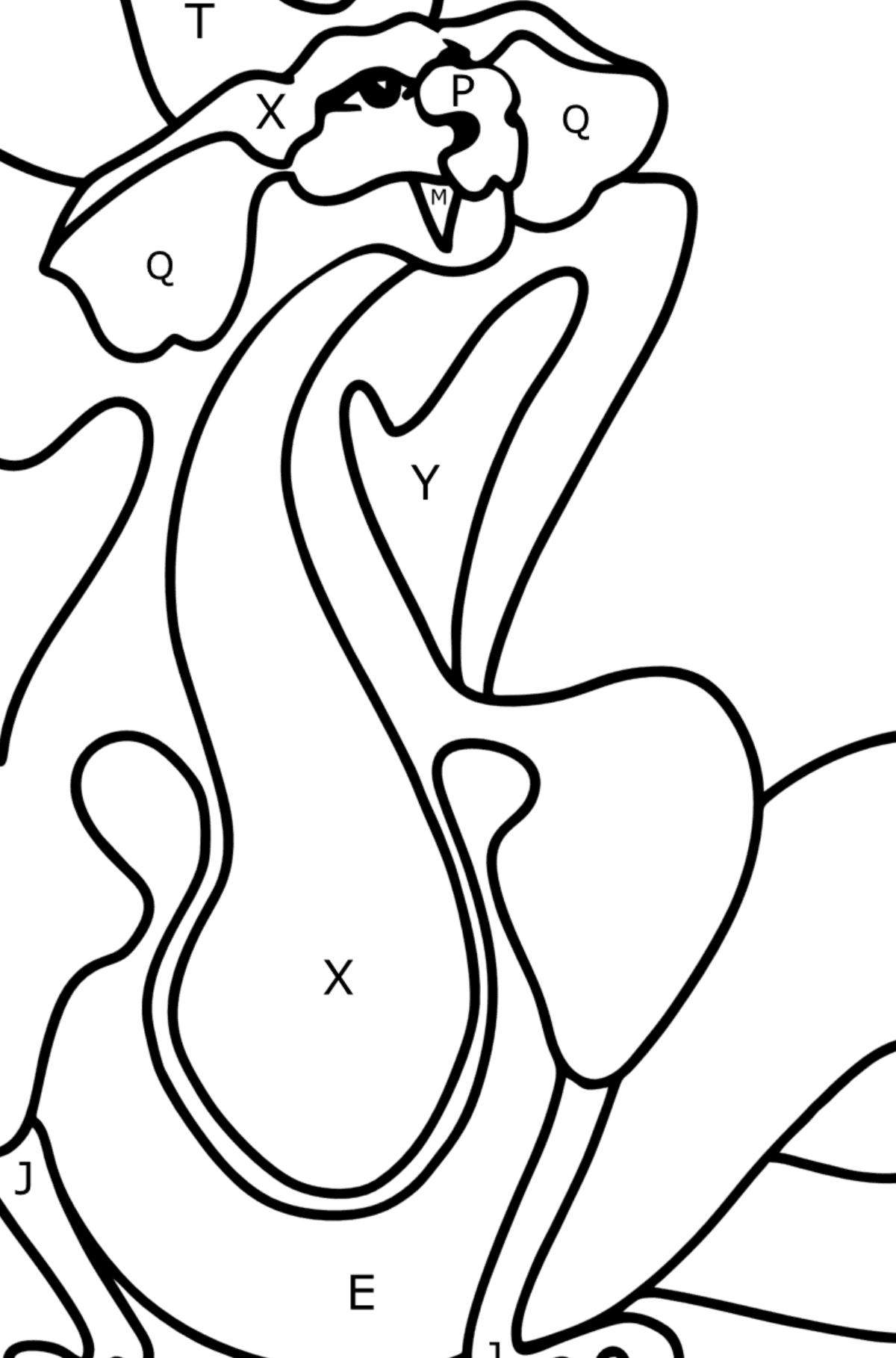 Sad Dragon coloring page - Coloring by Letters for Kids
