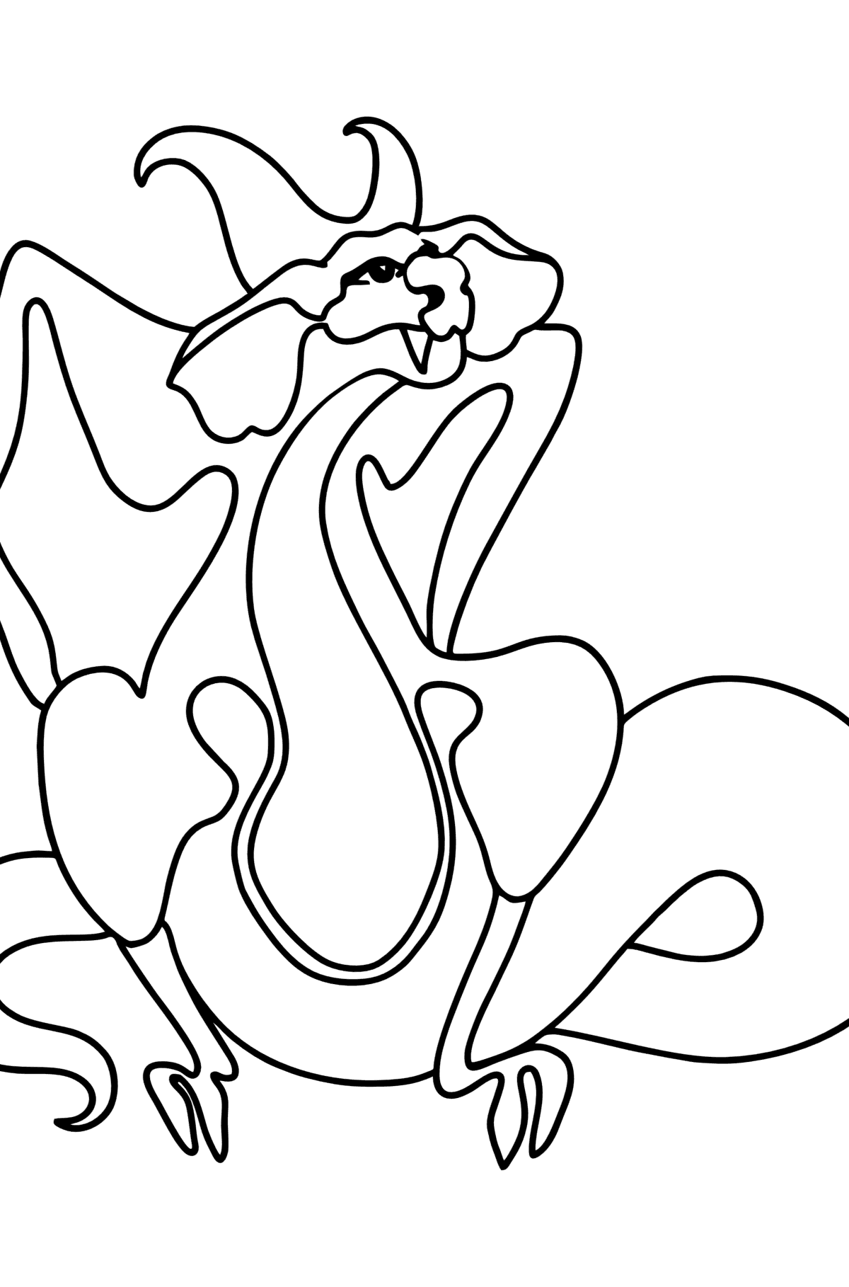 Desen de colorat dragon trist - Desene de colorat pentru copii