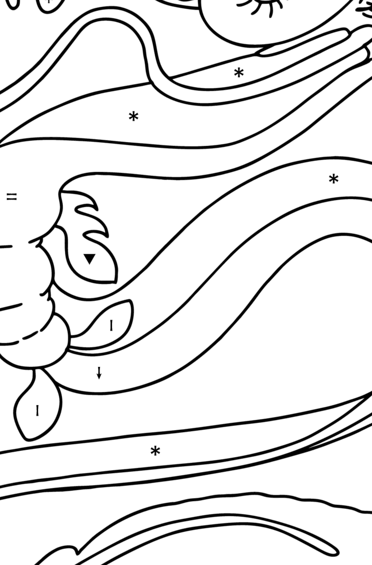 Snake Dragon coloring page - Coloring by Symbols for Kids