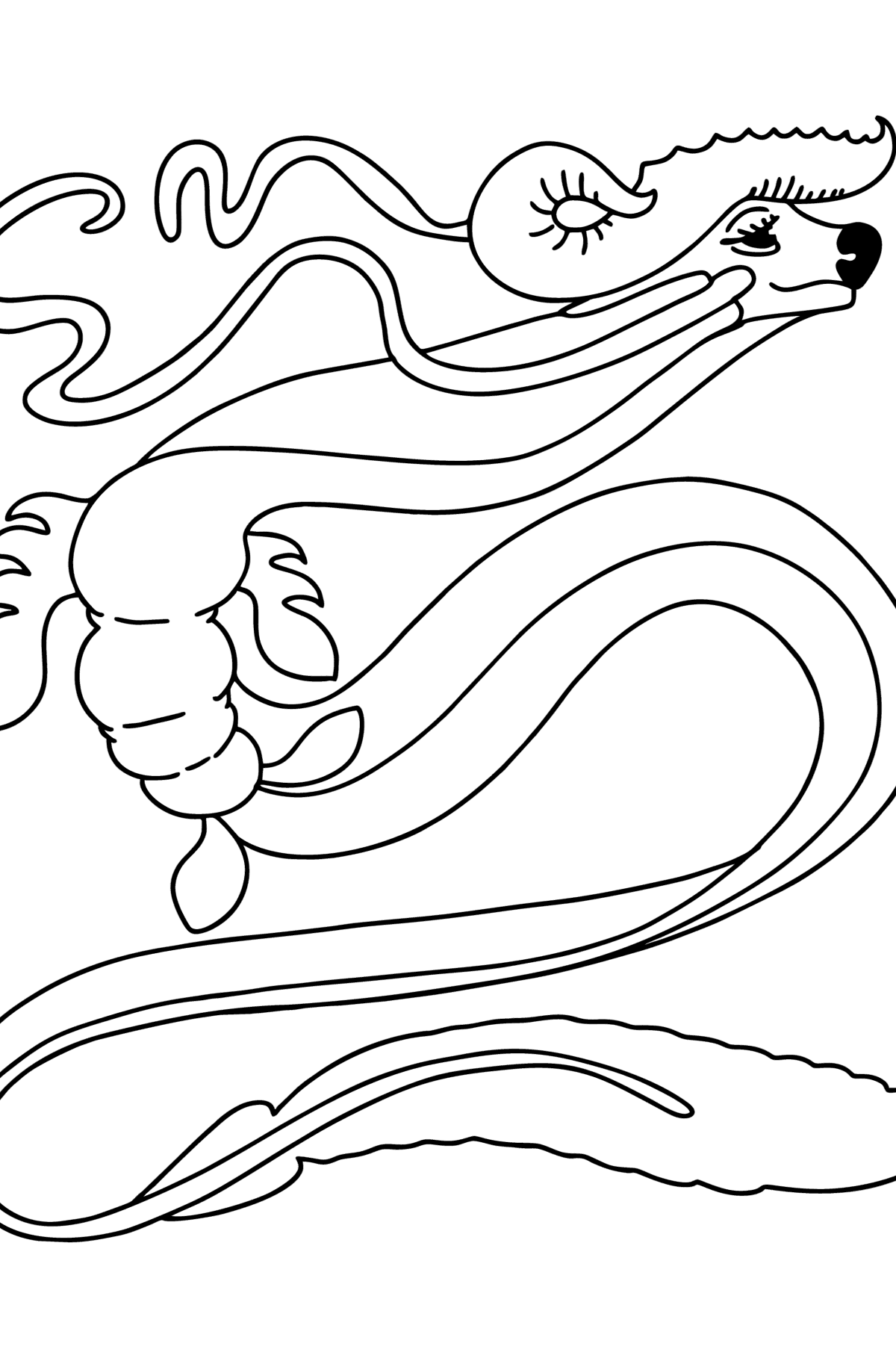 Kleurplaat slang draak - kleurplaten voor kinderen