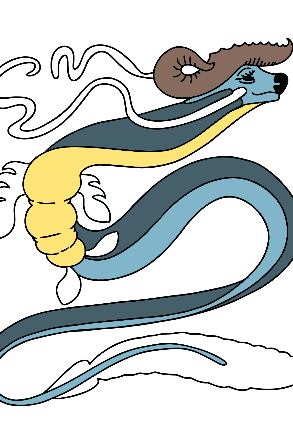 Desen de colorat dragon șarpe - Desene de colorat pentru copii