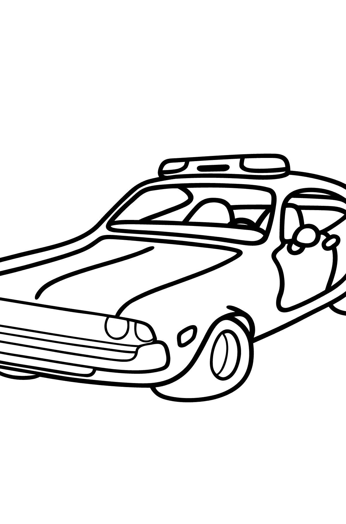 Coloring Page - A Dark Gray Police Car for Children 