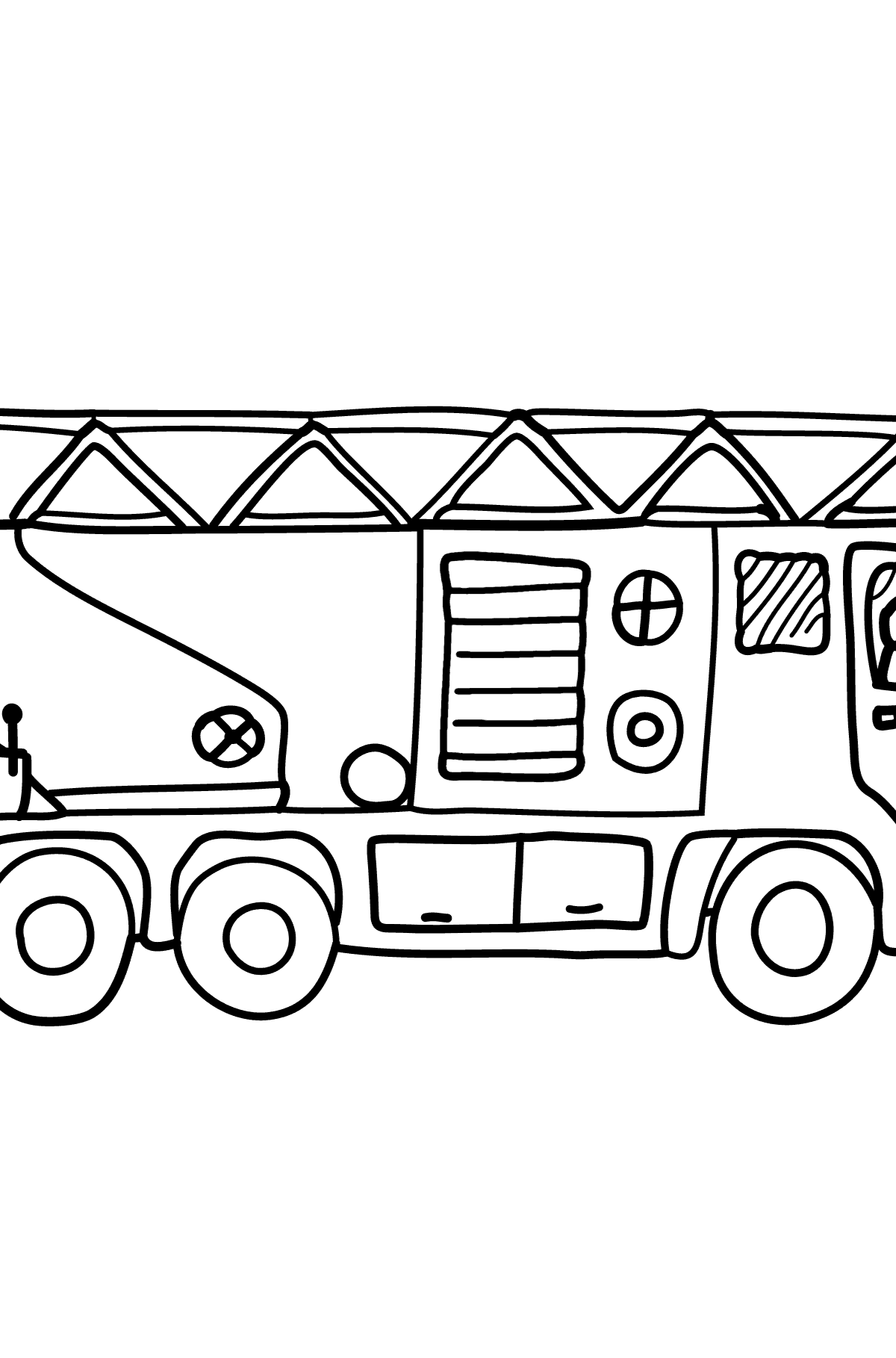 Coloring Page - A Fire Truck for Children 