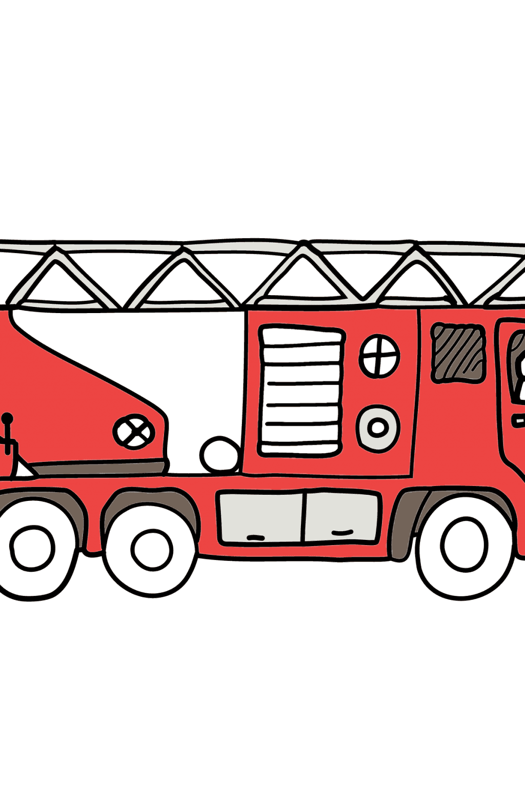 Coloring Page - A Red and White Police Car - Print (A4)