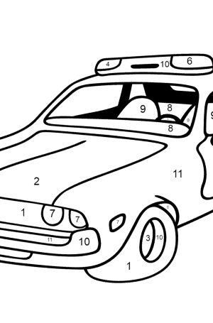 Coloring Page - A Red and White Police Car - Print (A4)