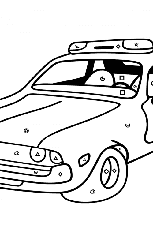 Coloring Page - A Red and White Police Car - Print (A4)