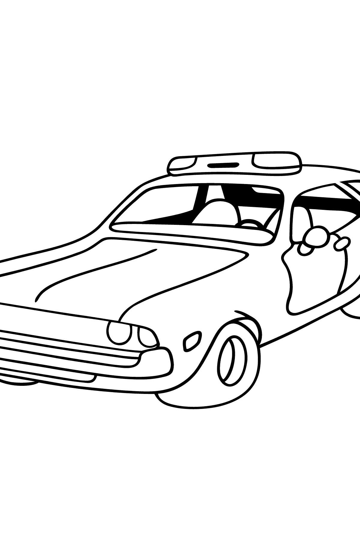 Coloring Page - A Red and White Police Car for Children 