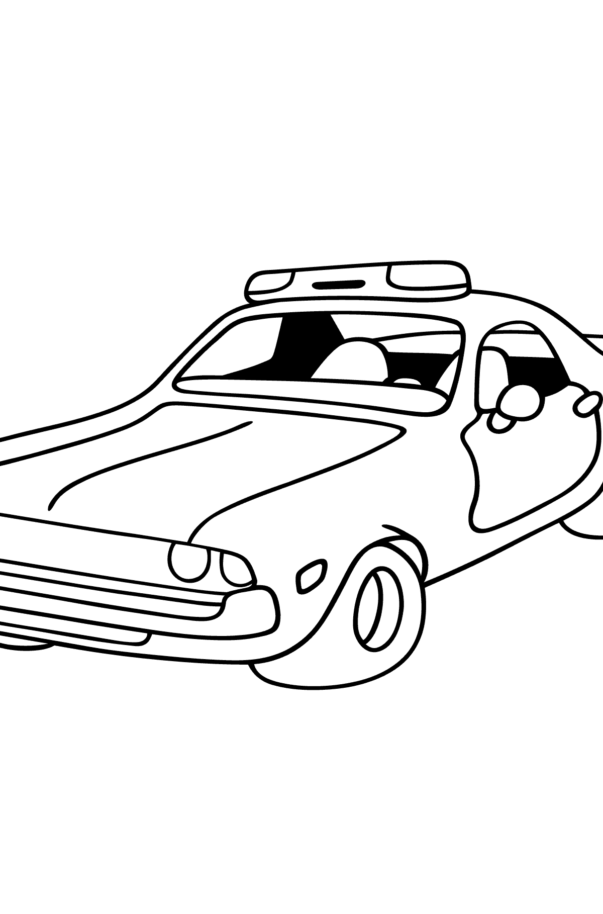 Coloring Page - A Red Police Car for Children 