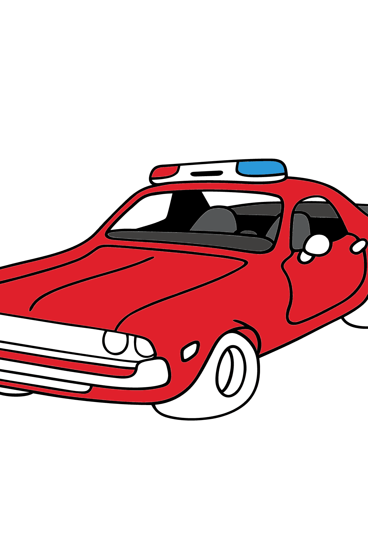 Ausmalbild - Ein rotes Polizeiauto - Malvorlagen für Kinder
