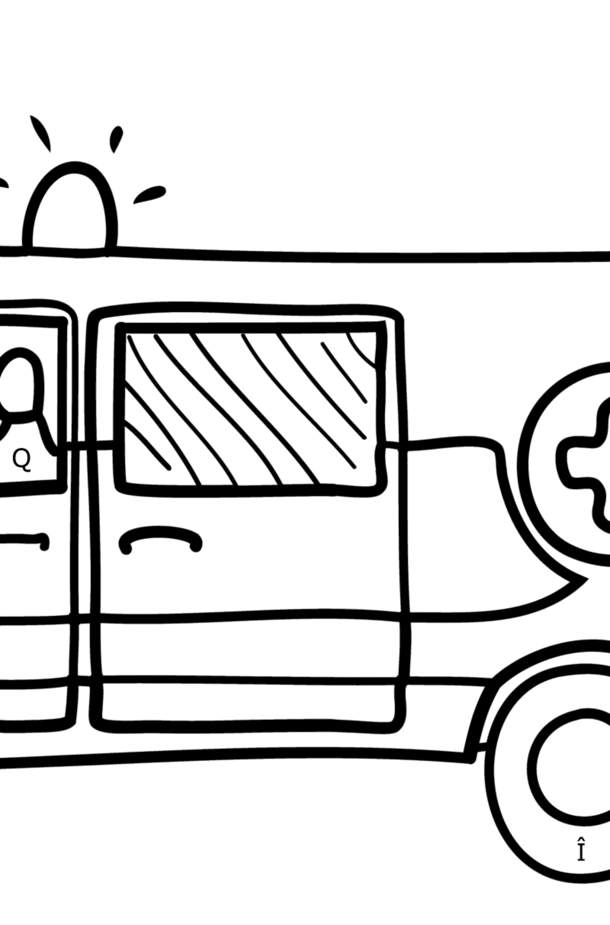 Desen de colorat Ambulanță - Desen de colorat după Literă pentru copii