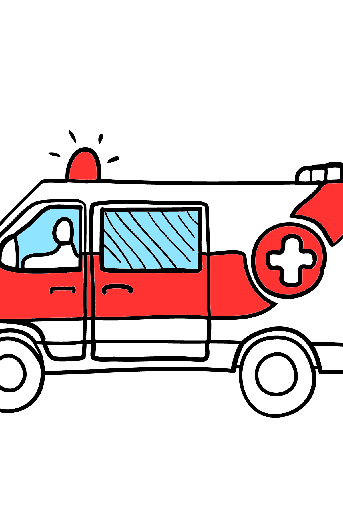 Coloring Page - An Ambulance for Kids 