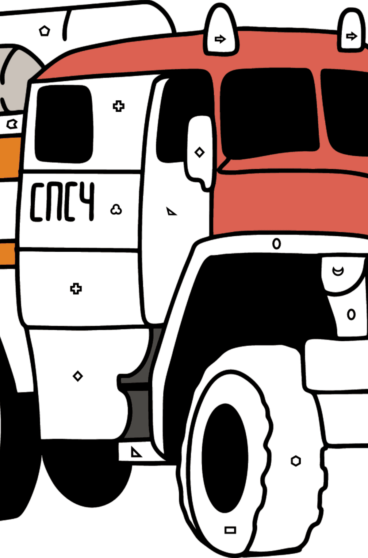 Раскраска Пожарная машина в России - Картинка высокого качества для Детей