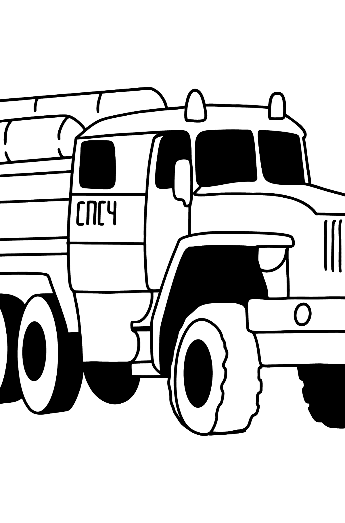 Розмальовка Пожежна машина в Росії - Розмальовки для дітей