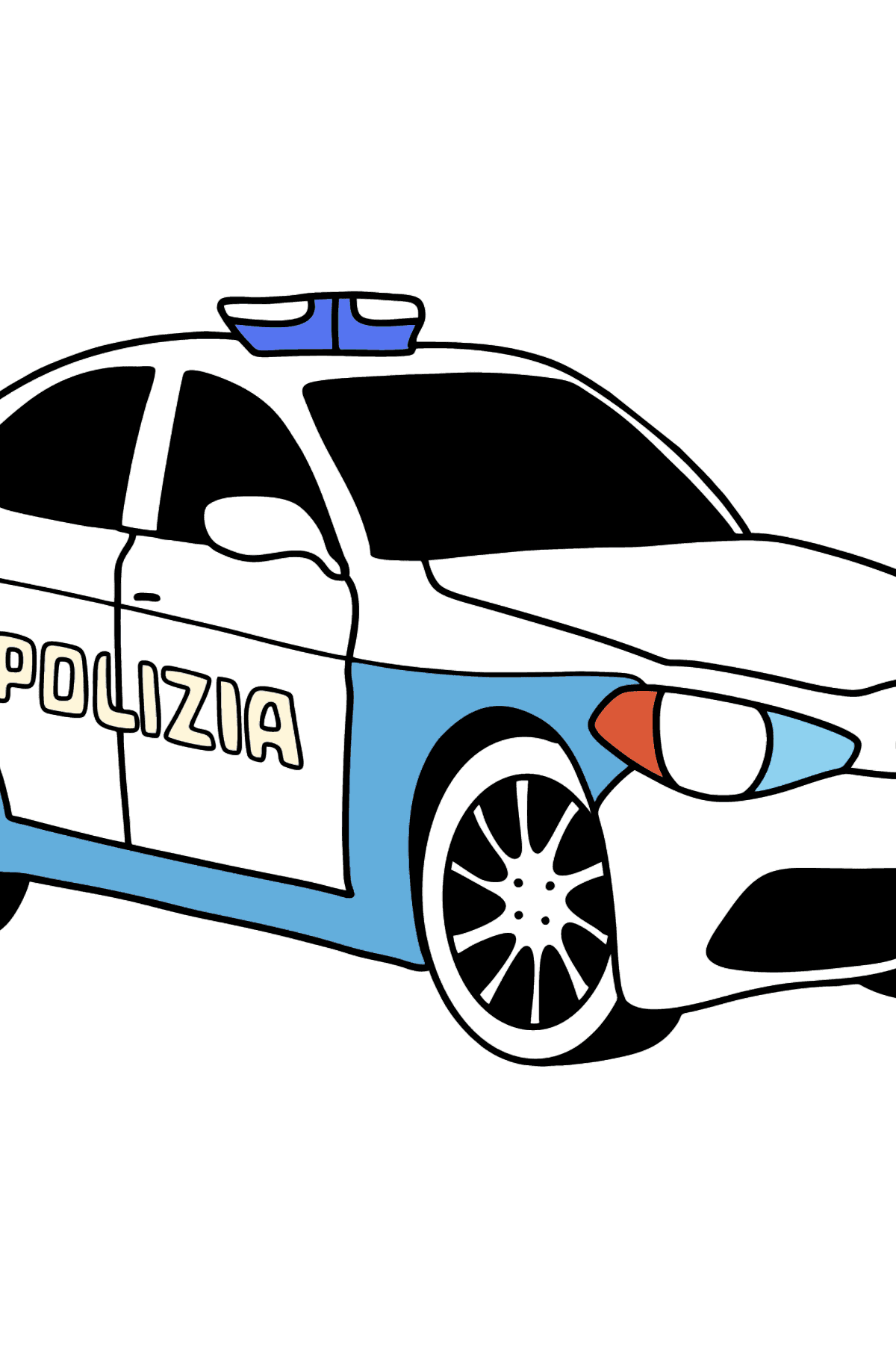 Polizeiauto in Italien Ausmalbild - Malvorlagen für Kinder