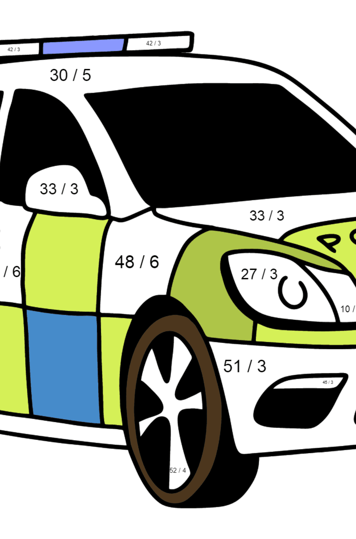 Раскраска Машина полиции в Великобритании - На Деление для Детей