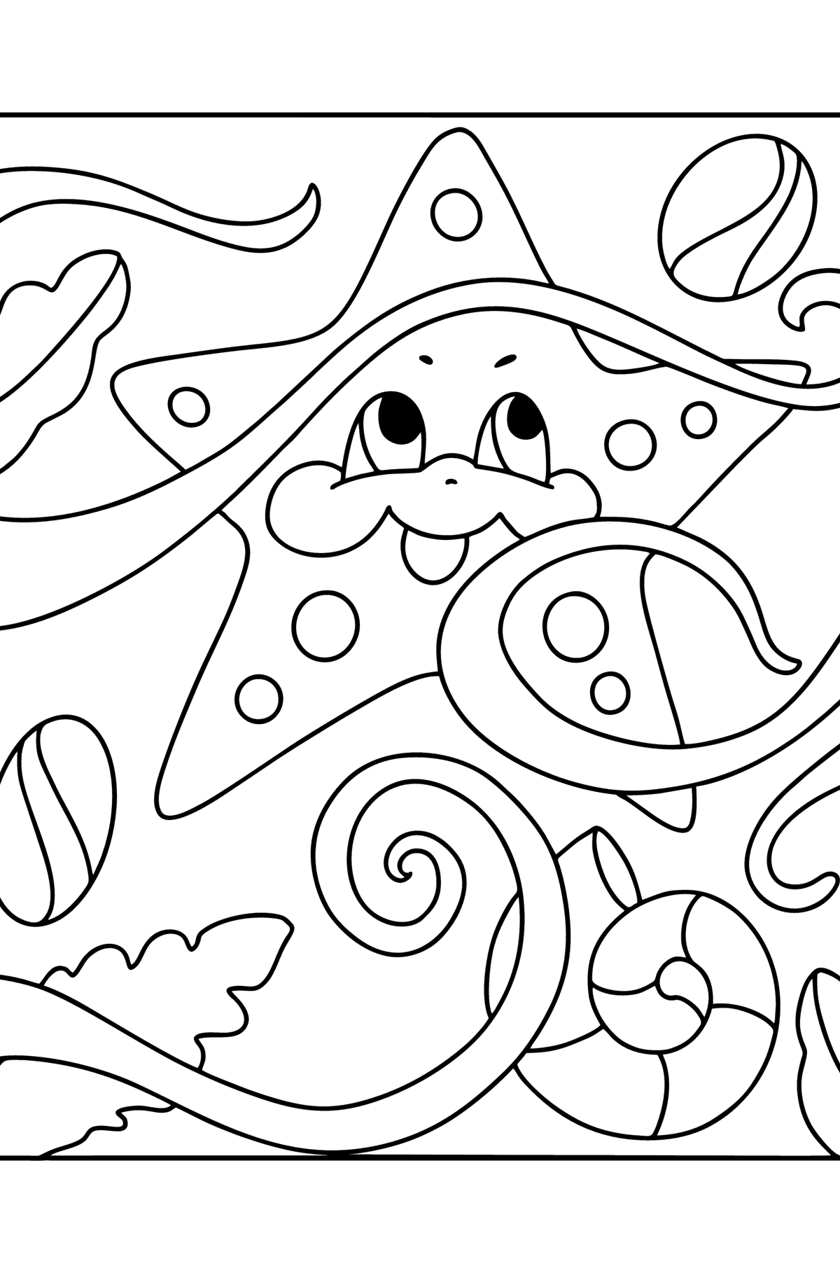Раскраска Морская звездочка малыш - Картинки для Детей