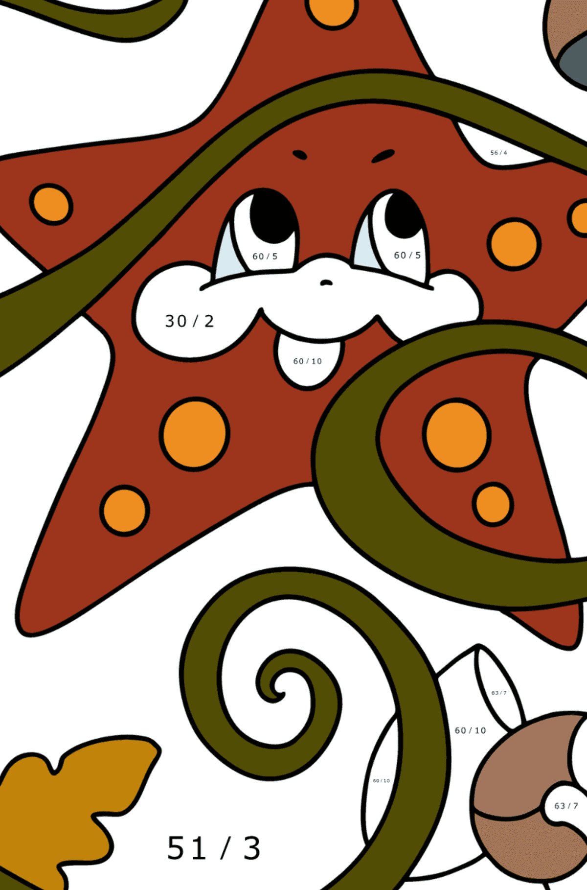 Baby starfish coloring page - Math Coloring - Division for Kids