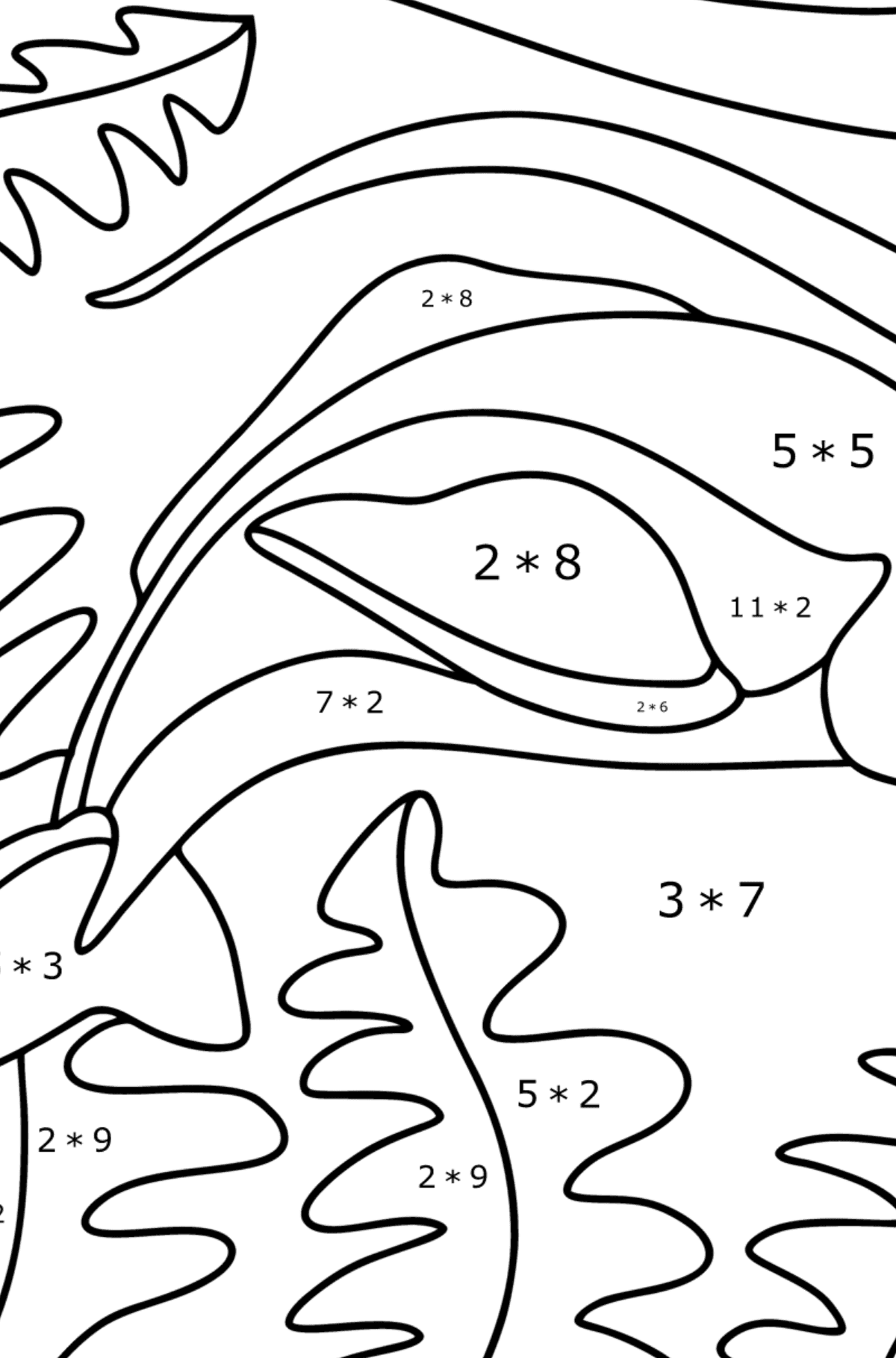 Ausmalbild Chinesischer Flussdelfin - Mathe Ausmalbilder - Multiplikation für Kinder