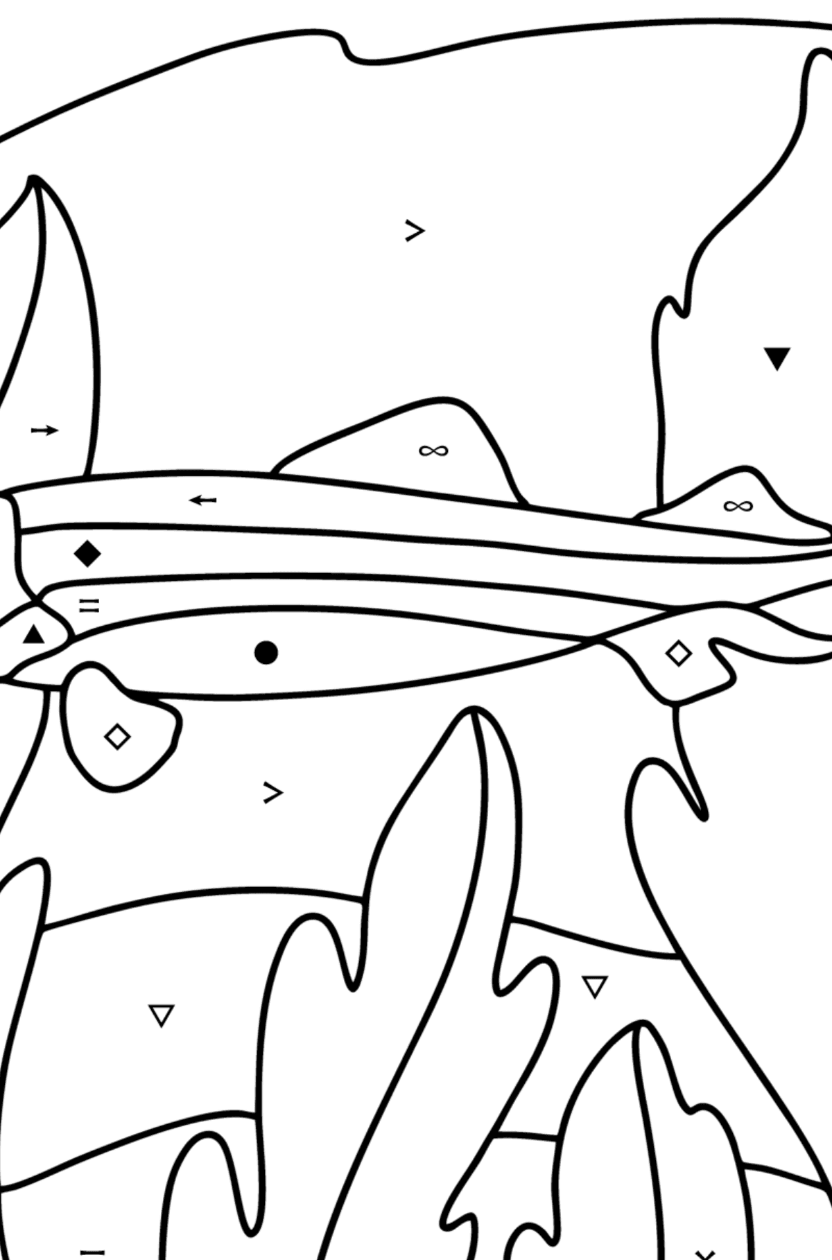 Coloriage Requin Crocodile - Coloriage par Symboles pour les Enfants