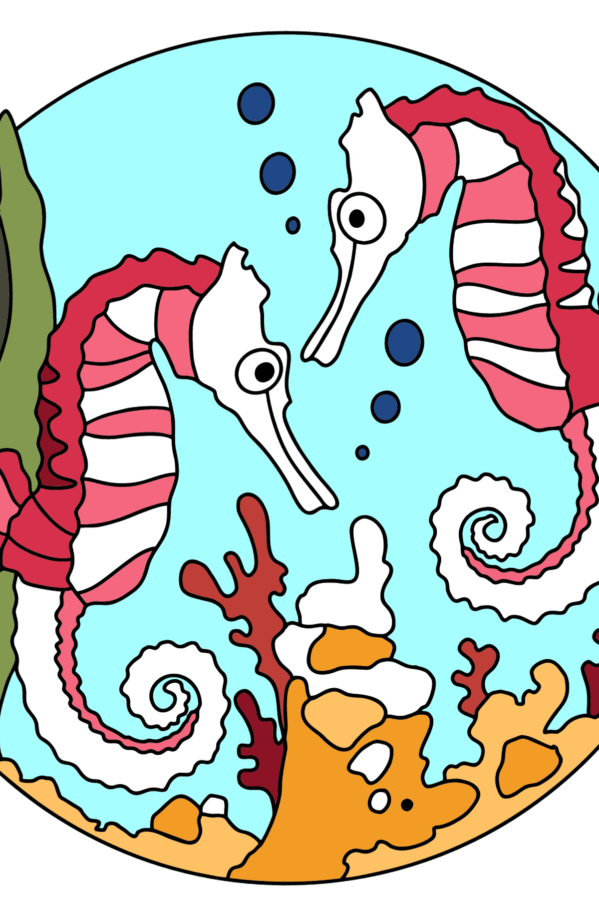 Two Seahorses Coloring Page - Coloring Pages for Kids