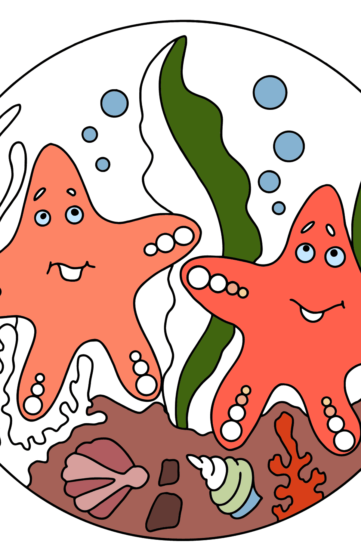 Two Starfish Coloring Page - Coloring Pages for Kids
