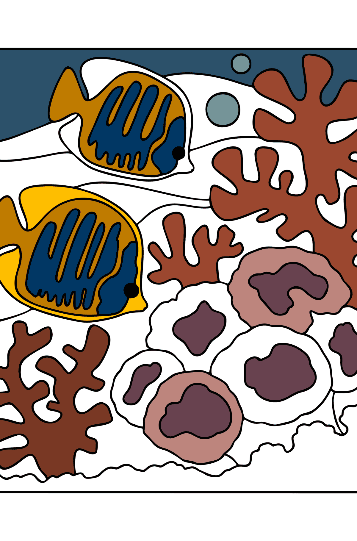 Раскраска Рыбки На Коралловом Рифе - Картинки для Детей