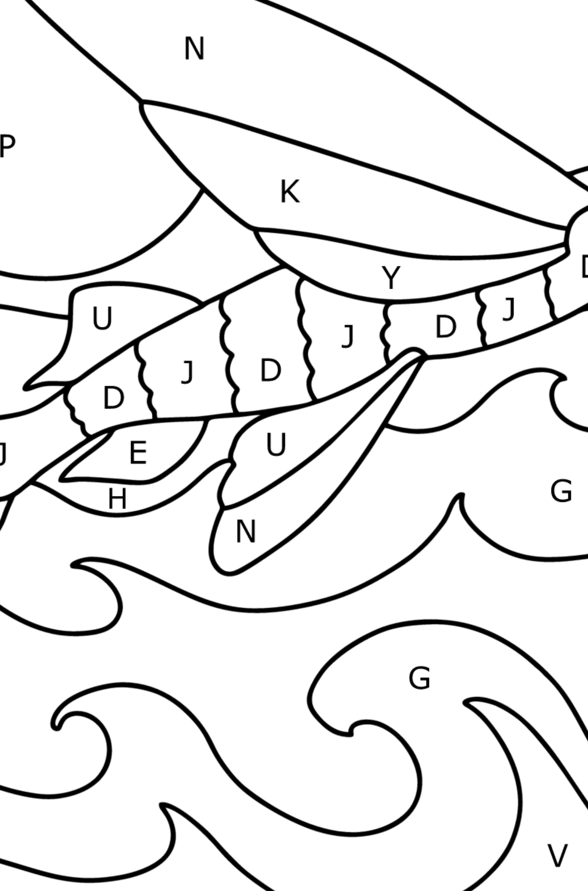 Flying fish coloring page - Coloring by Letters for Kids