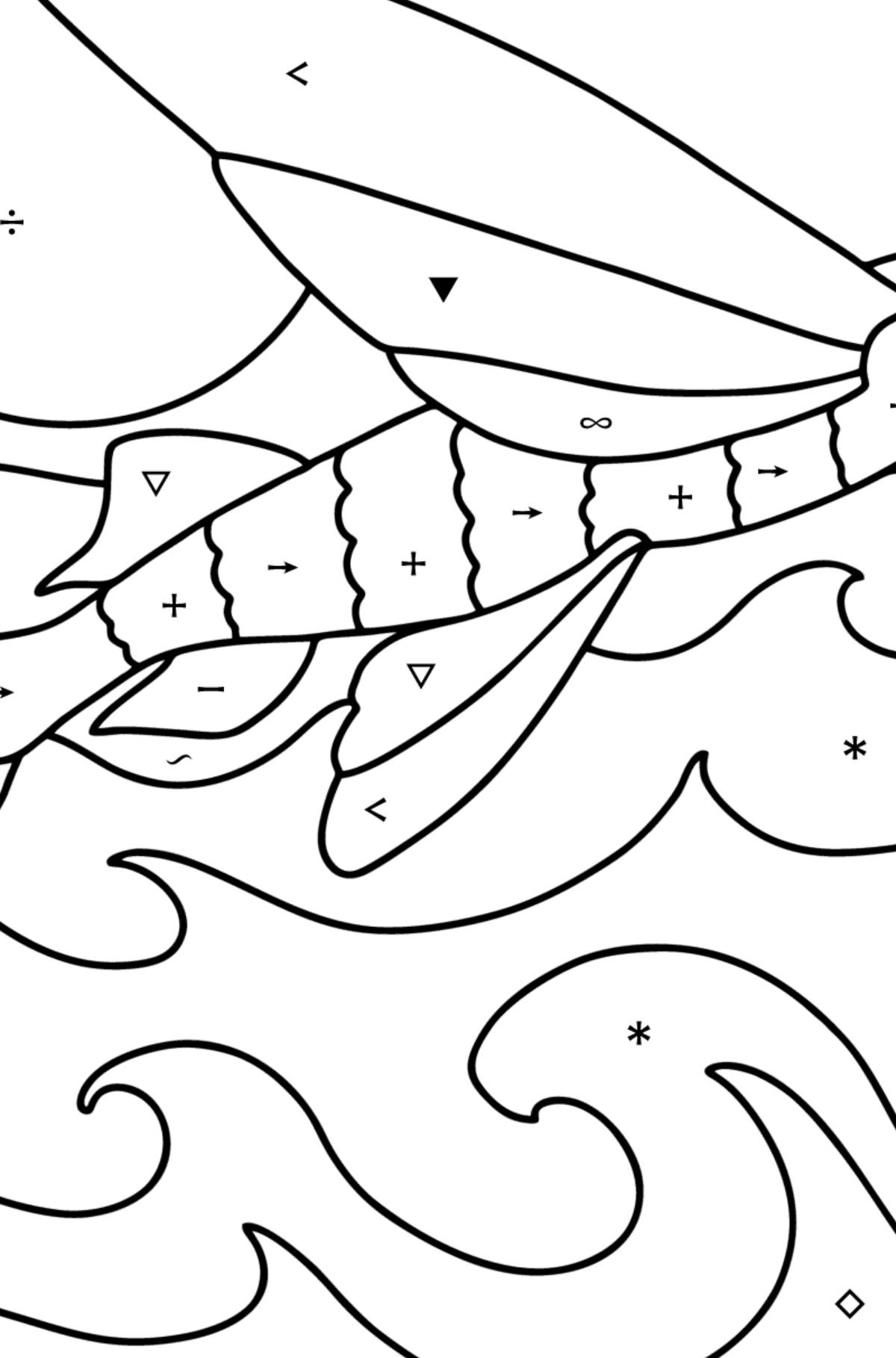 Flying fish coloring page - Coloring by Symbols for Kids