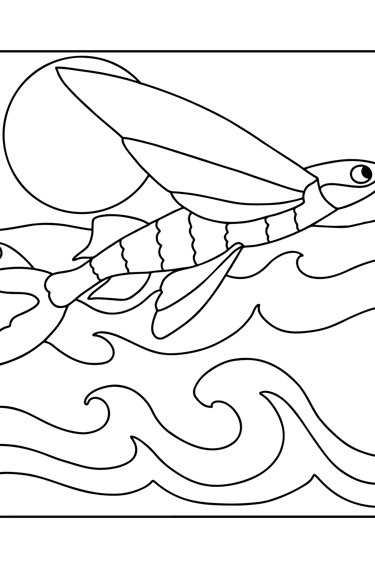 Desen de colorat pește zburător - Desene de colorat pentru copii