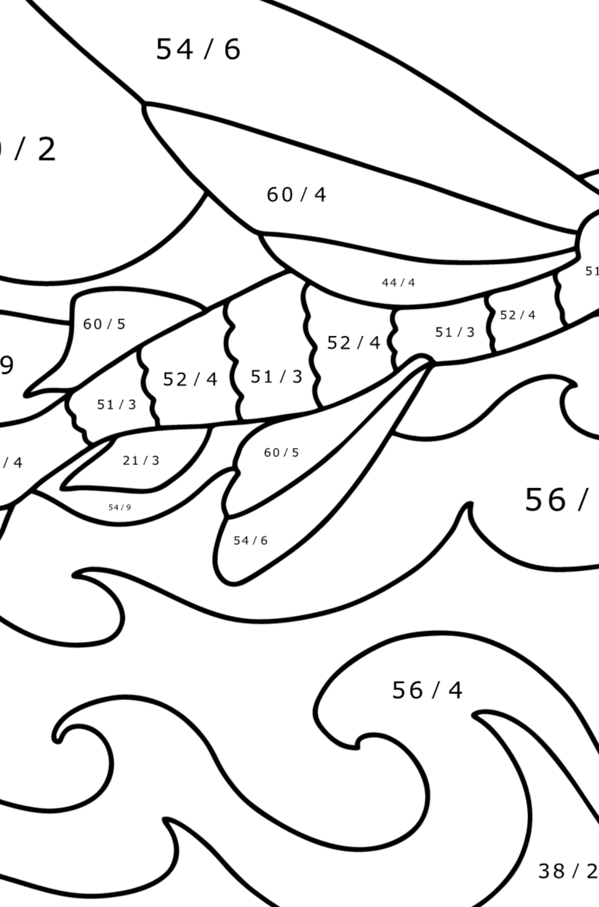 Flying fish coloring page - Math Coloring - Division for Kids