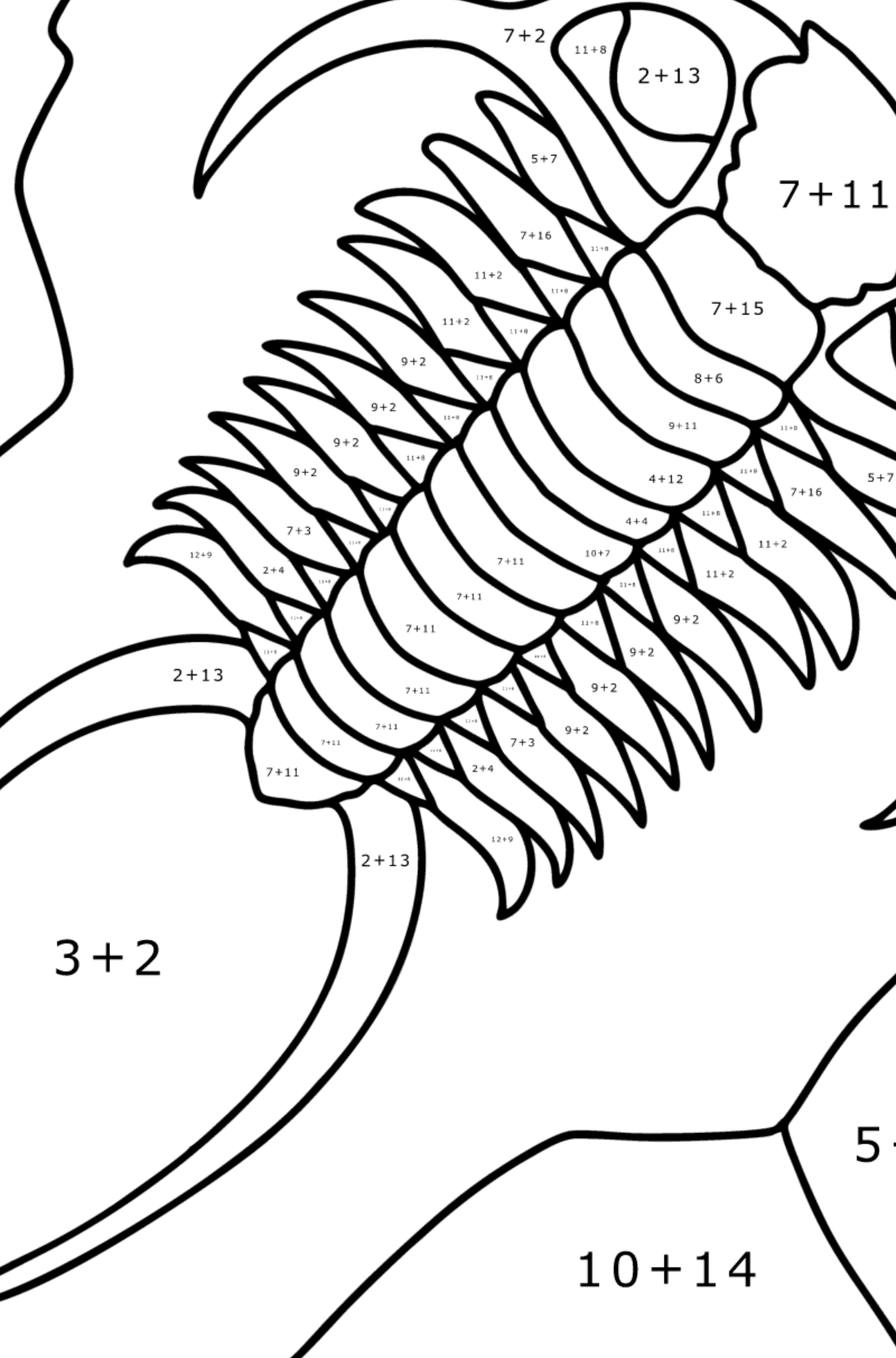 Sea Fossil coloring page - Math Coloring - Addition for Kids