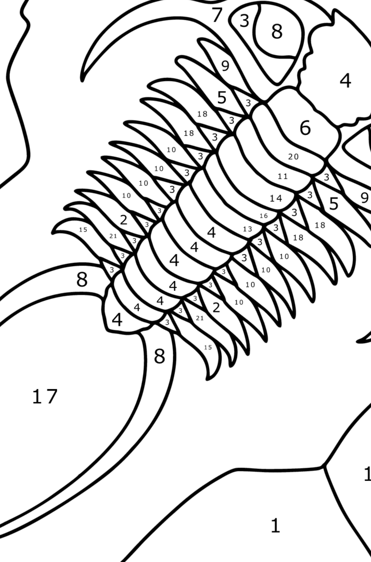 Sea Fossil coloring page - Coloring by Numbers for Kids