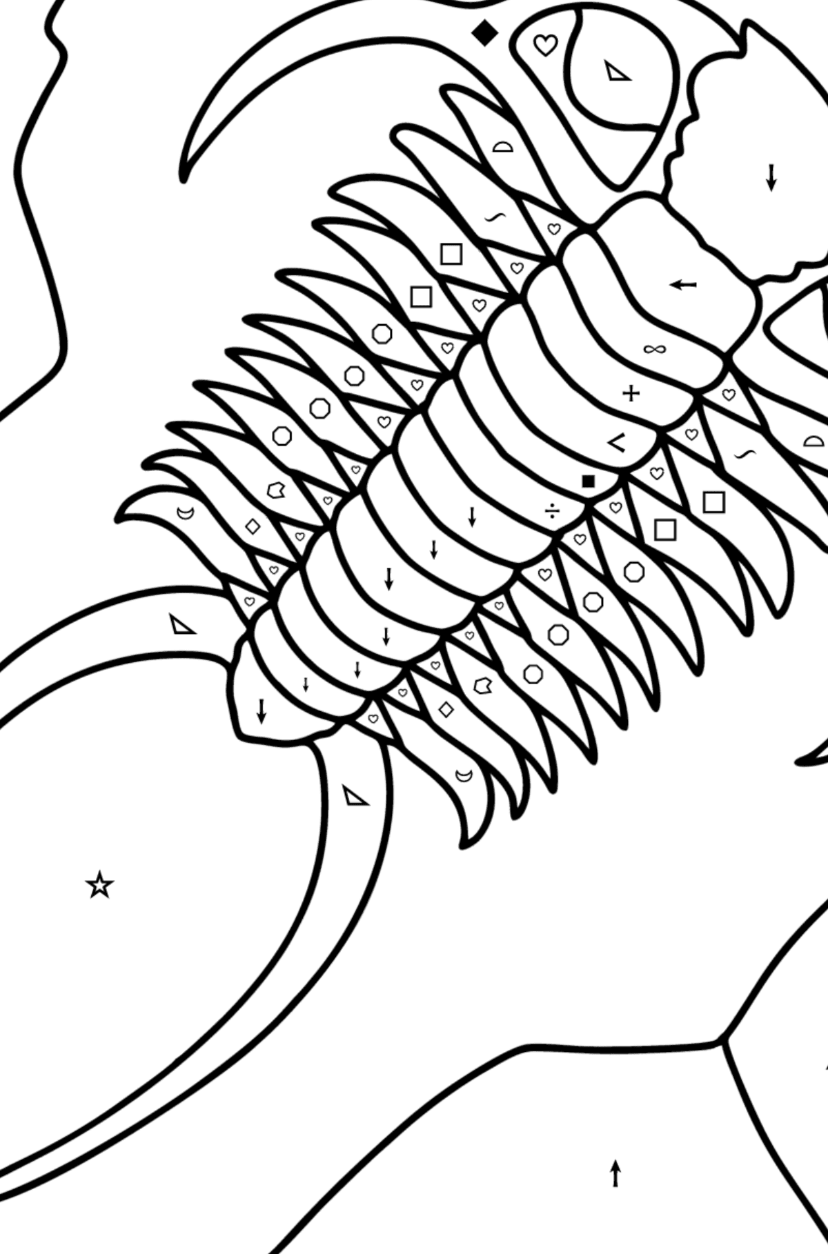 Sea Fossil coloring page - Coloring by Symbols and Geometric Shapes for Kids