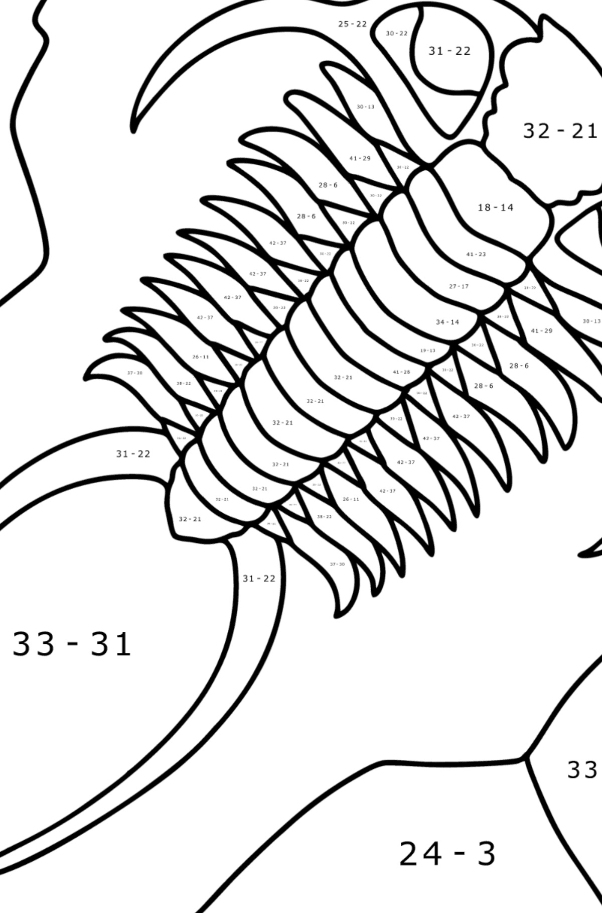 Sea Fossil coloring page - Math Coloring - Subtraction for Kids
