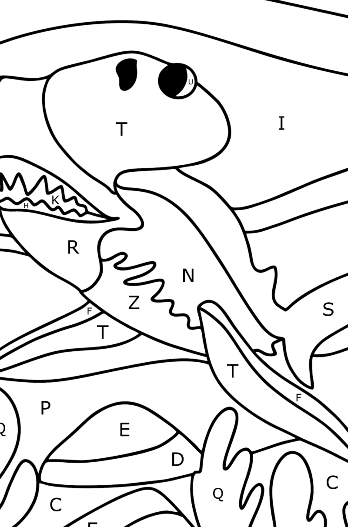 Hammerhead shark coloring page - Coloring by Letters for Kids