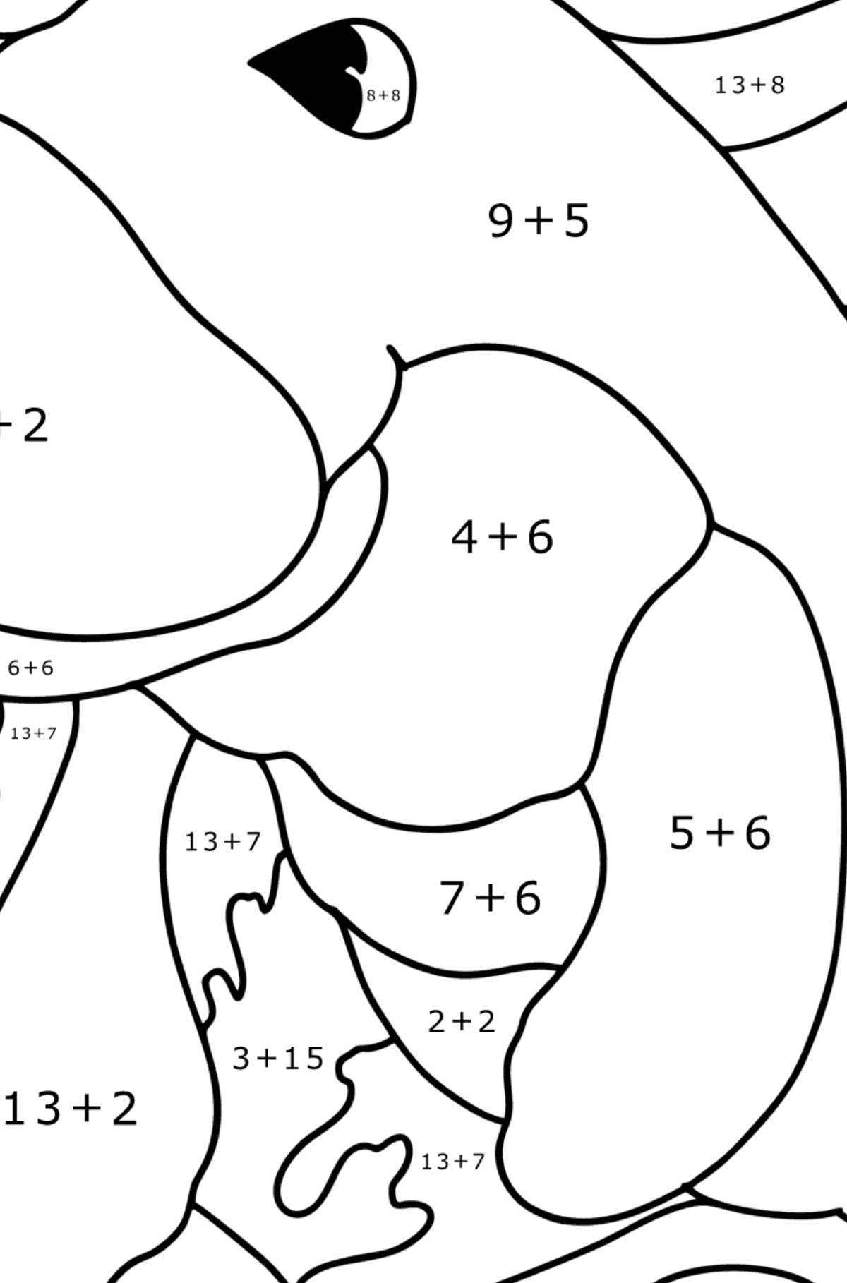 Manatee coloring page - Math Coloring - Addition for Kids