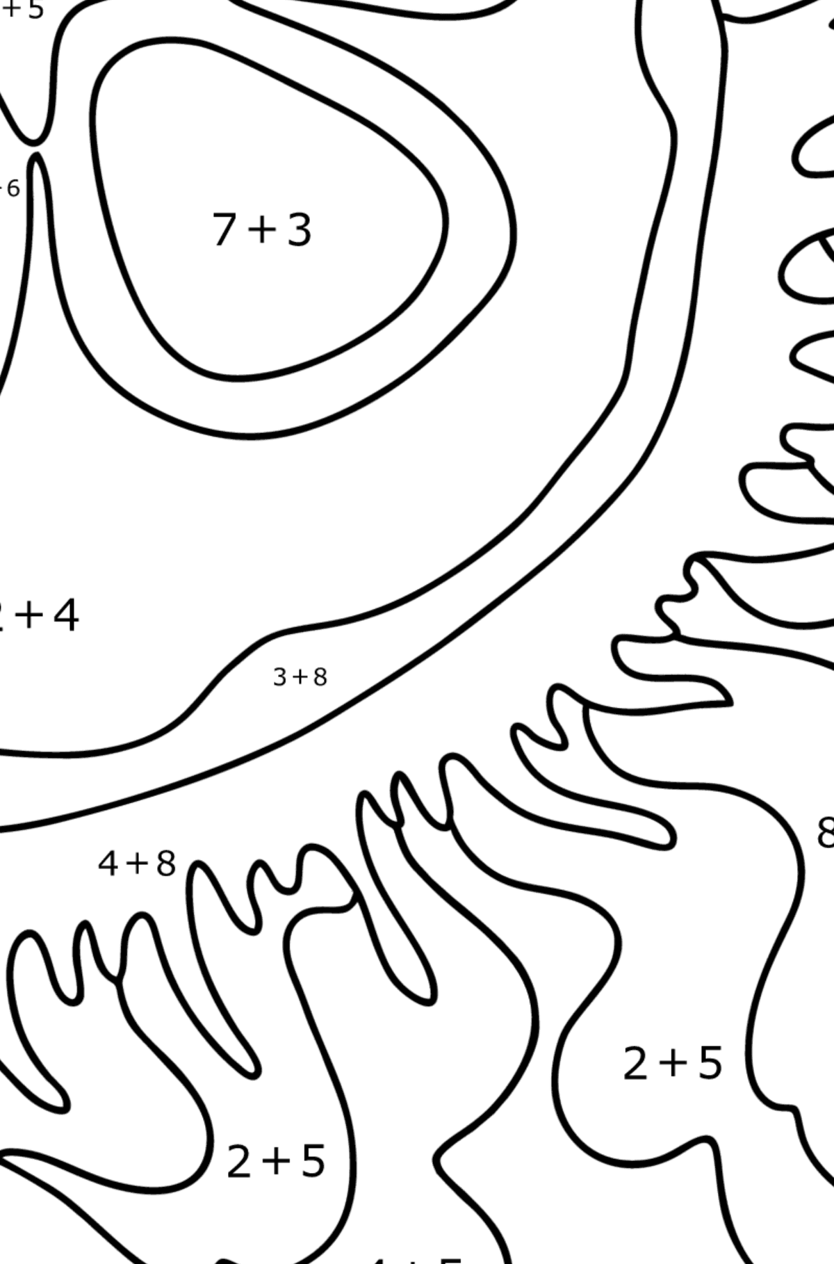 Moon jellyfish coloring page - Math Coloring - Addition for Kids