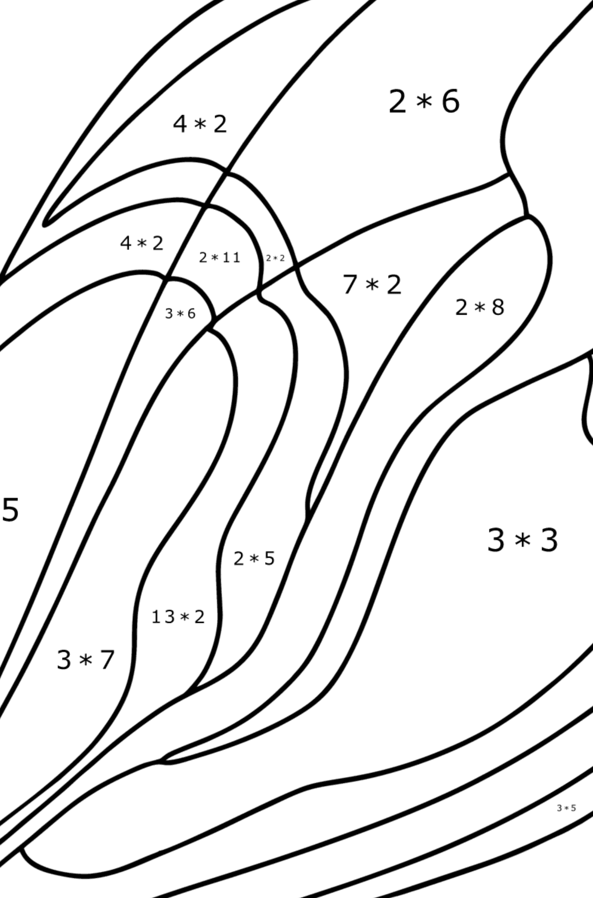 Disegno di Ostrica da colorare - Colorazione matematica - Moltiplicazione per bambini